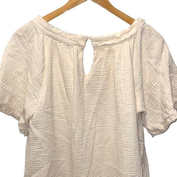 Aura‎ Boho Square Neck Gauze Drop The Act Mini Dress Cream Medium - Picture 4 of 10